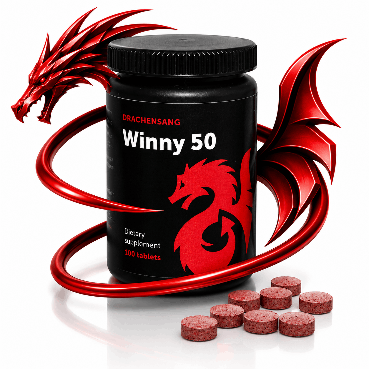 Winny 50 100 Tabletten von Drachensang mit rotem Drachen Logo – Geprüfte Qualität für präzise Definition, Gewebetrennung und harte Trainingszyklen in Österreich