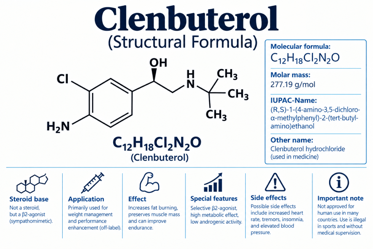 Clenbuterol in Bodybuilding – Information on Effects, Risks, and Properties